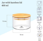 Wilmax Vorratsglas mit Bambusdeckel Borosilikatglas 400 ml WL-888501/A